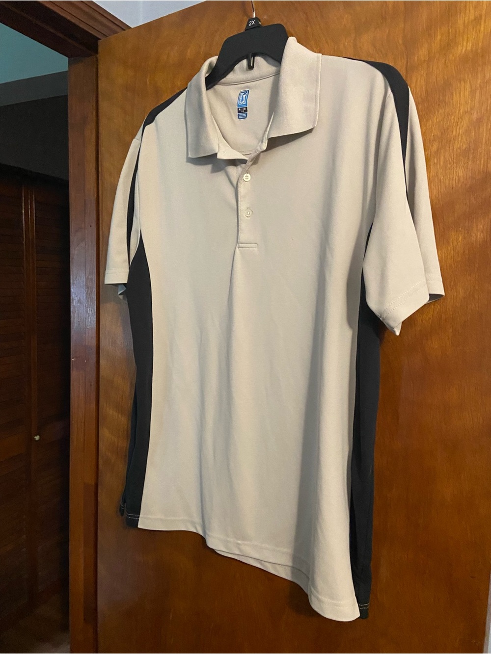 PGA Tour Beige and Black Two-Tone Polo